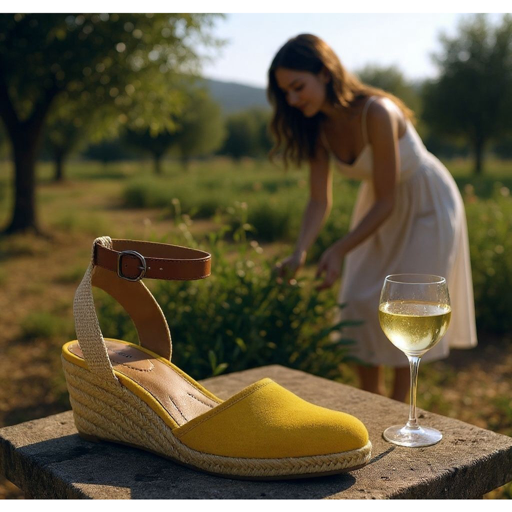Style & Co Dark Yellow Mustard Espadrille Wedge Closed Toe Sandals SZ 10.5 M - Picture 13 of 13